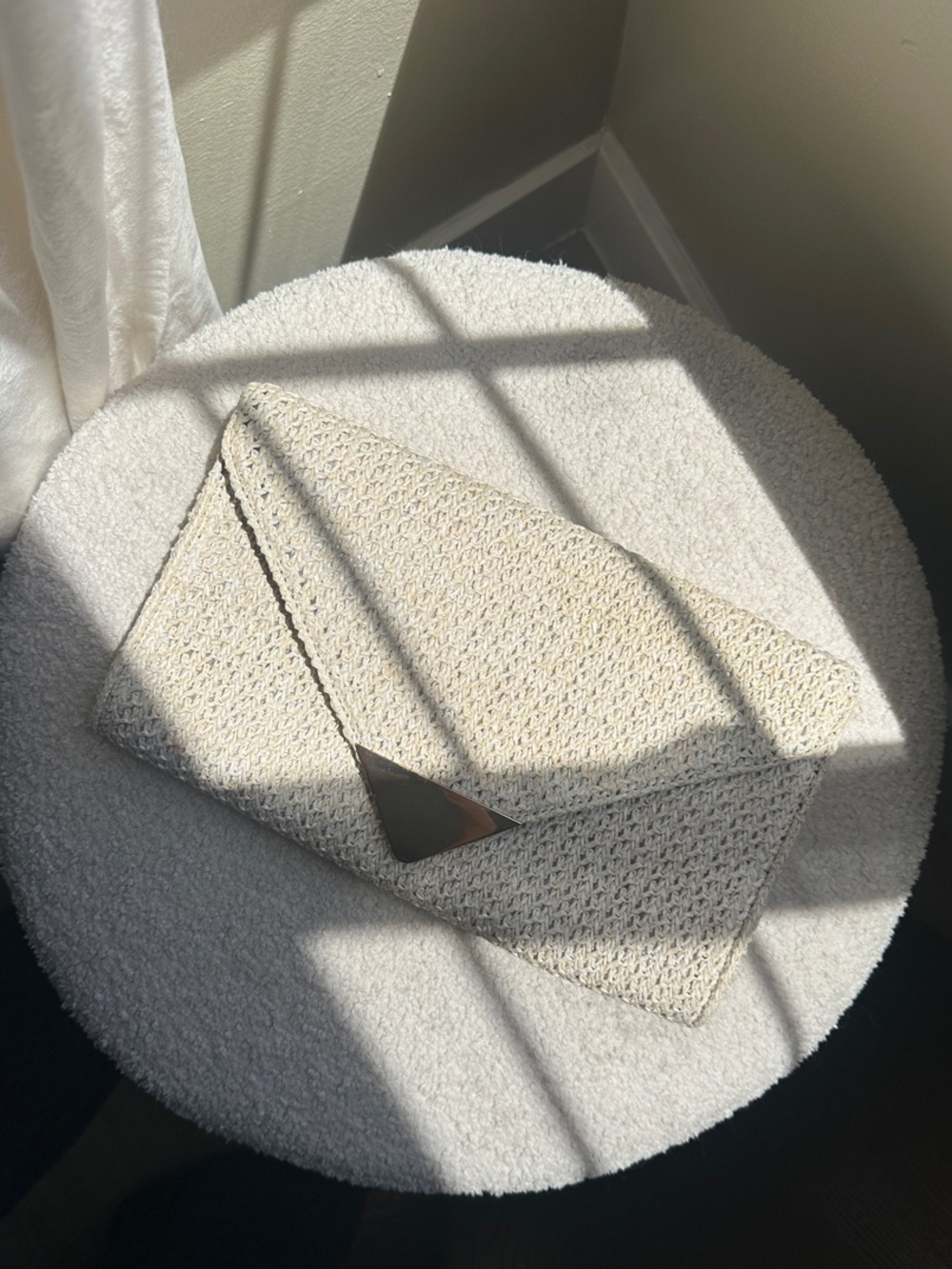 Woven Envelope Clutch in Cream